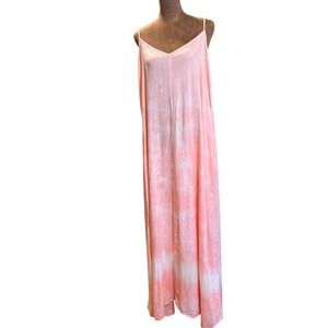 DayBreak Maxi Dress Womens XL Pink Tie Dye Spaghetti Flowy Beachy Lightweight